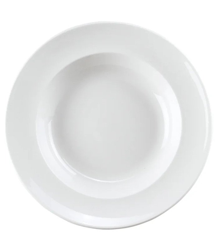 Assiette creuse de présentation blanche en porcelaine