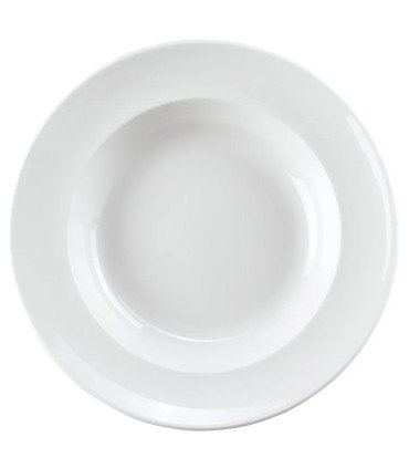 Assiette creuse de présentation blanche en porcelaine