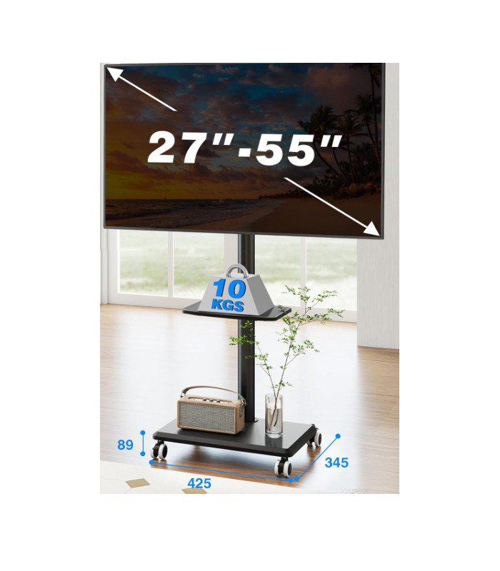 27" to 55" rolling tv stand
