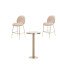 Pack 2 beige velvet high stools and stand-up table