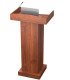 Brown wooden conference lectern available for rent at 126 Events