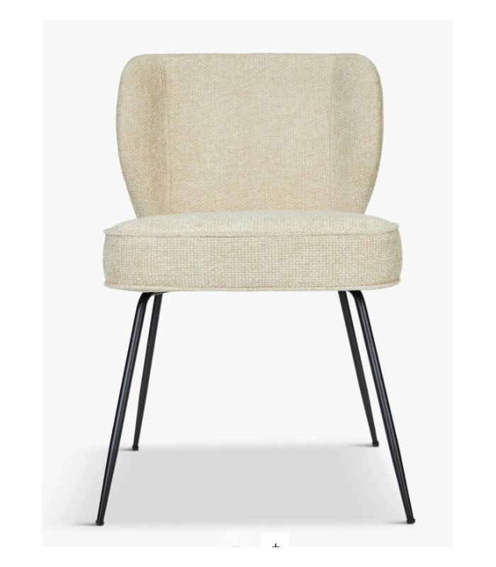 Fauteuil Wayne beige avec pieds en métal noir sur fond blanc