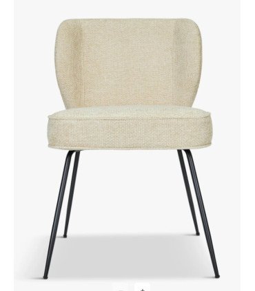 Beige Wayne armchair with black metal legs on a white background