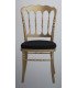 Napoleon chair in gilded wood and black cushion