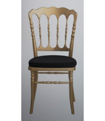 Napoleon chair in gilded wood and black cushion