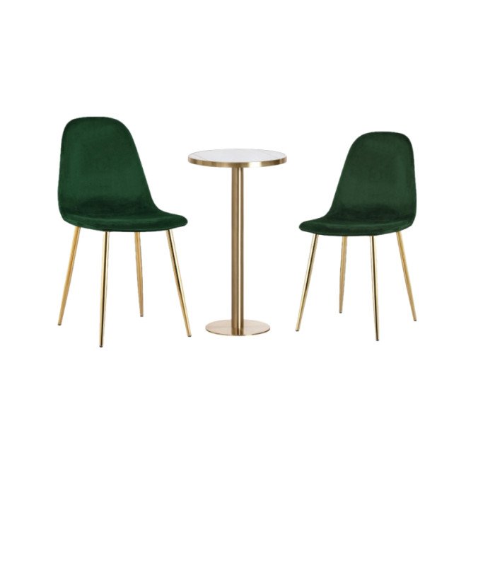 Photo du Pack 2 chaises velours vert et guéridon doré et marbre en location par 126 Events