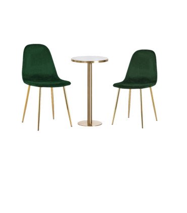 Photo du Pack 2 chaises velours vert et guéridon doré et marbre en location par 126 Events