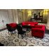 Canapé velours rouge Chesterfield 2 places