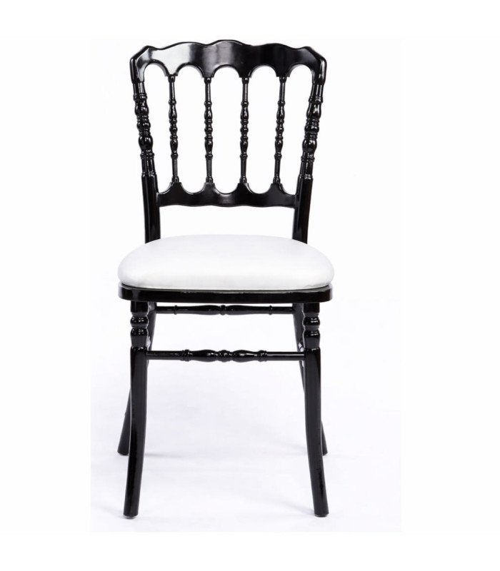 Location chaise napoléon noire galette tissu blanc