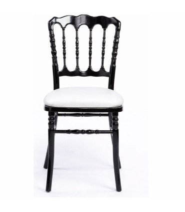 Location chaise napoléon noire galette tissu blanc