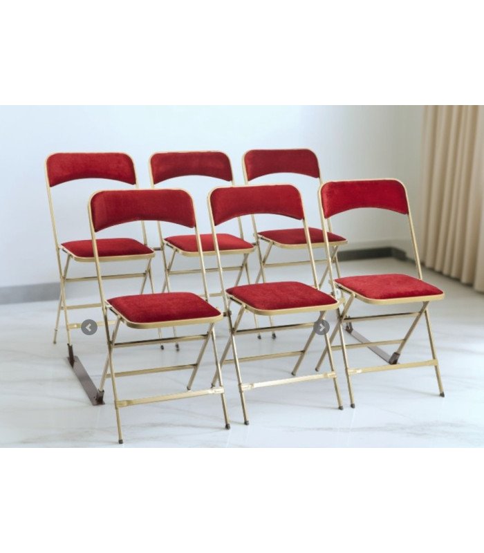 Isabelle folding chair in red velvet