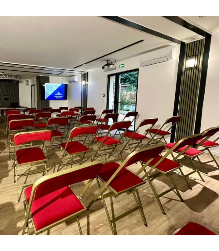 Chaise pliante Isabelle en velours rouge