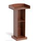 Rear view of the wooden conference lectern with storage compartments