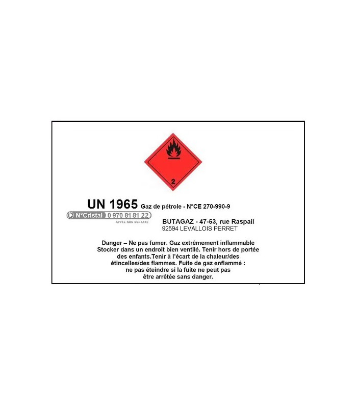 Propane gas hazard information sign with safety pictograms