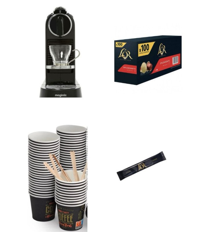 Coffee machine rental package and accessory kit