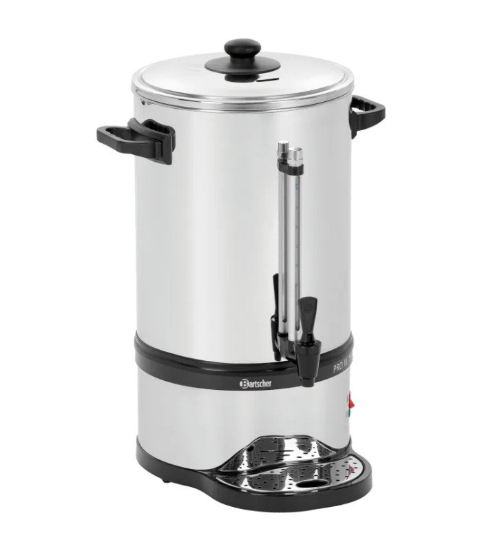 Machine à café percolateur 15 L en métal sur fond blanc