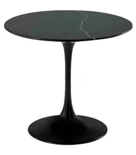 table tulipe plateau marbre noir style design années 70