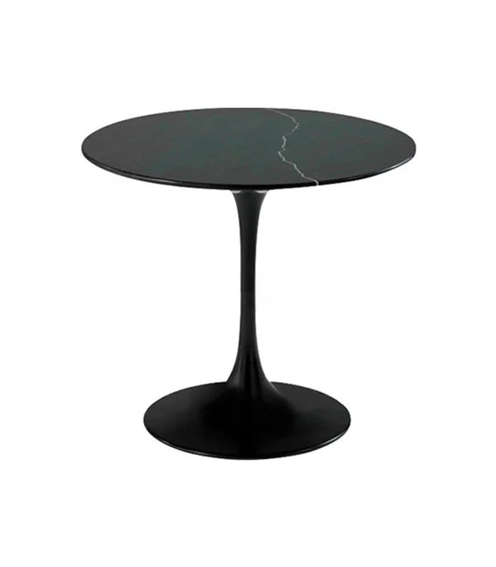 table tulipe plateau marbre noir style design années 70