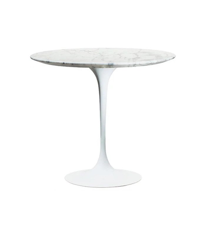 Table tulipe blanche Ø 70 cm avec plateau rond et pied central, présentée sur fond blanc