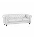 Canapé Chesterfield en cuir blanc 3 places