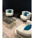 White bouclé designer armchair