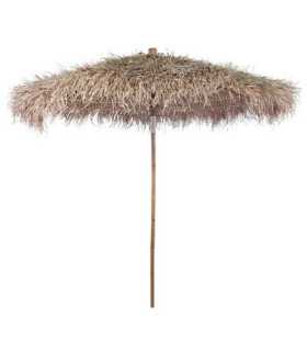 Adjustable bamboo parasol, 140 cm diameter, with a natural frame on a white background