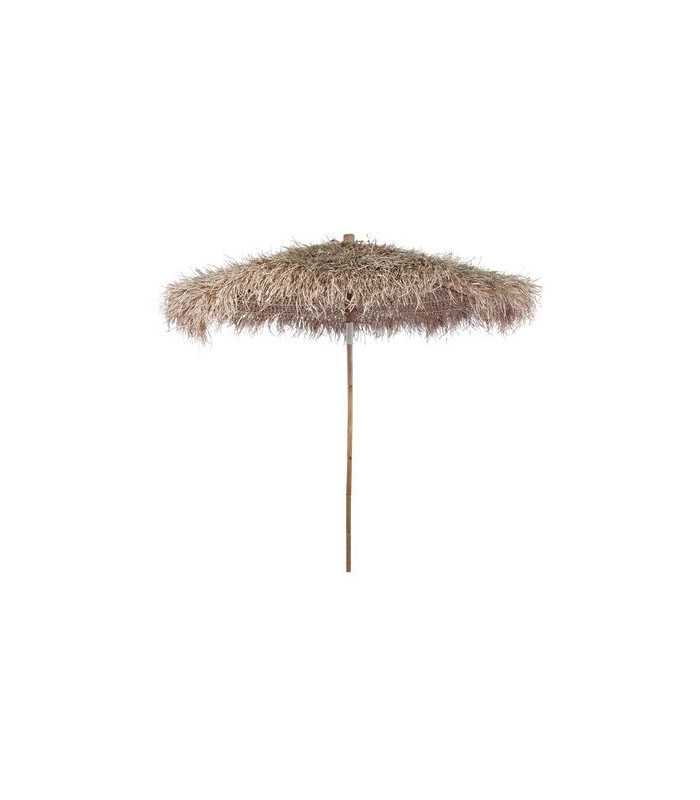 Adjustable bamboo parasol, 140 cm diameter, with a natural frame on a white background