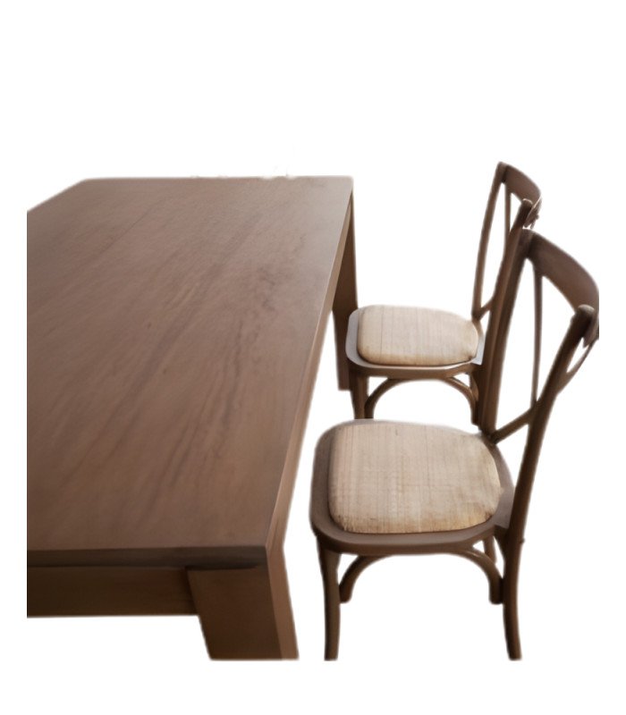 Photo of a rectangular wooden table measuring 180 cm, set against a white background. Available to hire from 126 Events.