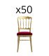 Set of 50 Napoleon chairs in gilded wood with a red medallion on a white background