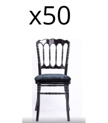 Pack of 50 black wooden Napoleon chairs displayed against a white background