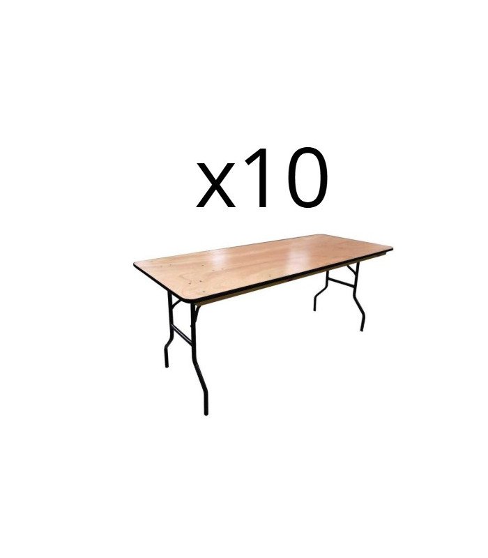 Pack 10 table de réception pliantes en bois 180 cm