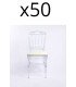 Pack 50 chaises Napoléon III transparentes avec galettes blanches installées pour réception événementielle élégante