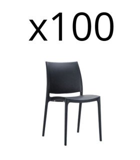 Pack 100 chaises de conférence empilable noires