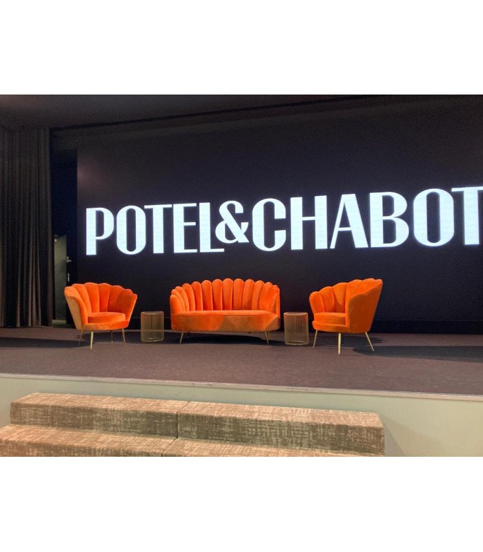 Rental Corolle orange velvet armchair L 94 x H 90 cm