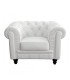 Fauteuils Chesterfield en cuir blanc – vue de face sur fond neutre