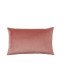 Rectangular pink velvet cushion, 50 x 29 cm, on a white background.