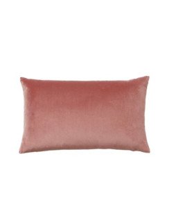 Coussin rectangle en velours rose 50 x 29 cm sur fond blanc.