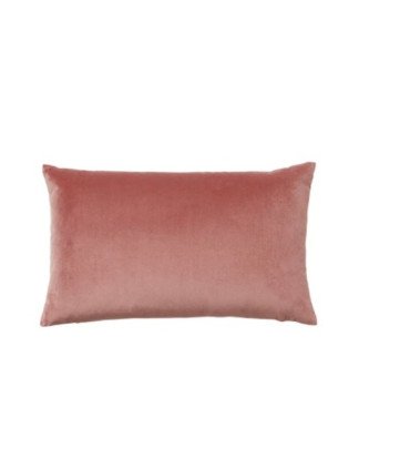 Rectangular pink velvet cushion, 50 x 29 cm, on a white background.