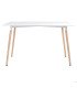 Table scandinave 120 × 70 cm blanche PIA de face avec plateau blanc et pieds en bois de hêtre sur fond blanc
