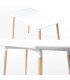 Details of the corners of the PIA 120 × 70 cm white Scandinavian table with a white tabletop and beech wood finish