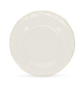 Assiette en porcelaine blanc et filet or Ø 21 cm présentée seule sur fond blanc.