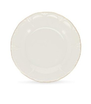 Assiette en porcelaine blanc et filet or Ø 21 cm présentée seule sur fond blanc.