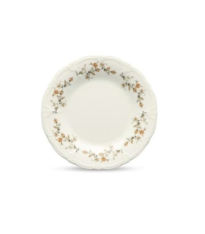 Assiette plate motif fleurs Ø 21 cm en céramique décor floral sur fond blanc