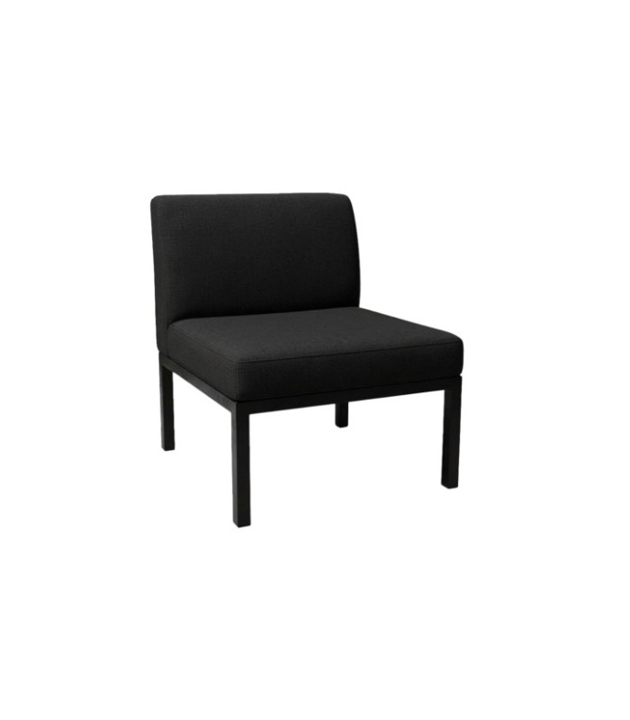 Center section of the black 3-piece modular sofa against a plain white background