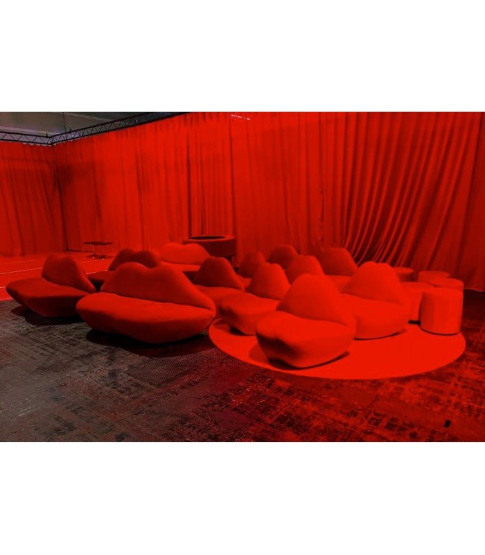 Pouf rond en velours rouge Ø 43 cm