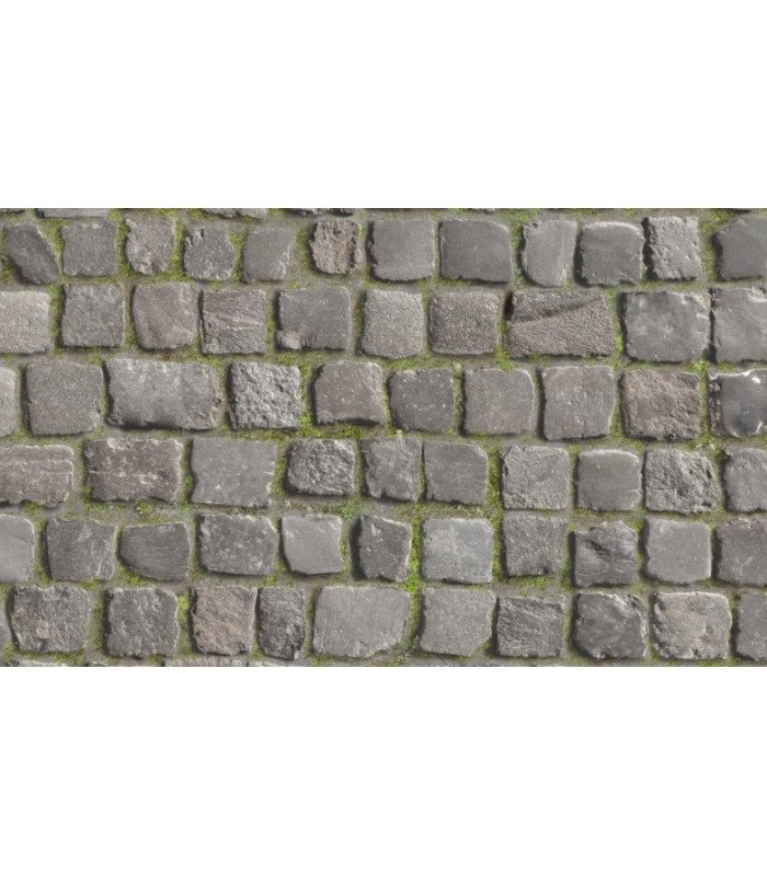 Revêtement de sol pavé parisien en rouleau imitation pavés anciens sur fond blanc pour événement