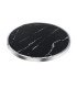 Black tray with a white-veined marble effect and silver trim, Ø 50 cm