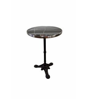 Black round table with a marble-effect finish, Ø 50 cm, photographed against a white background