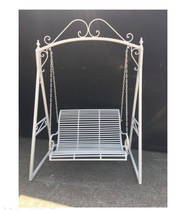 2-seater white wrought-iron swing