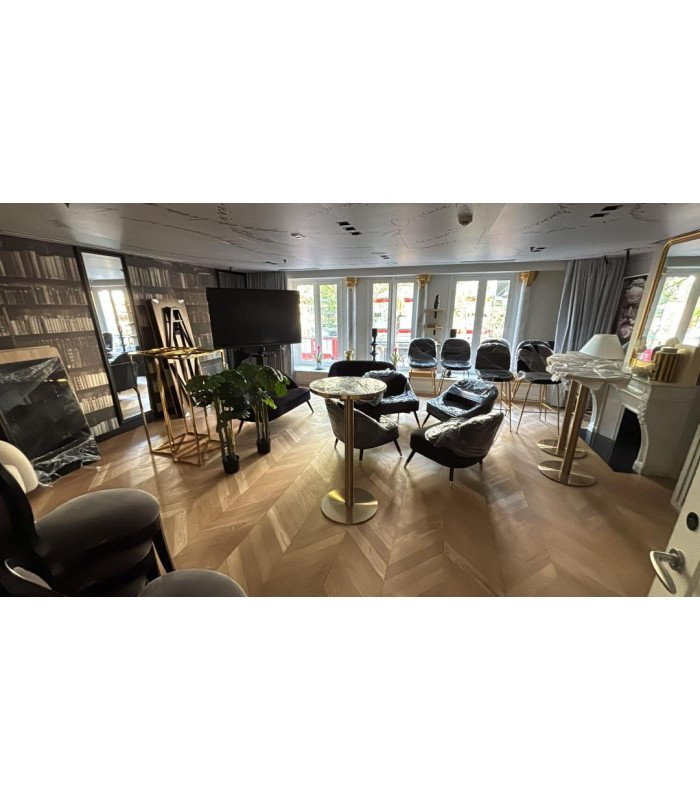 Black velvet bench seat for rent Erika 2-seater lounge bench